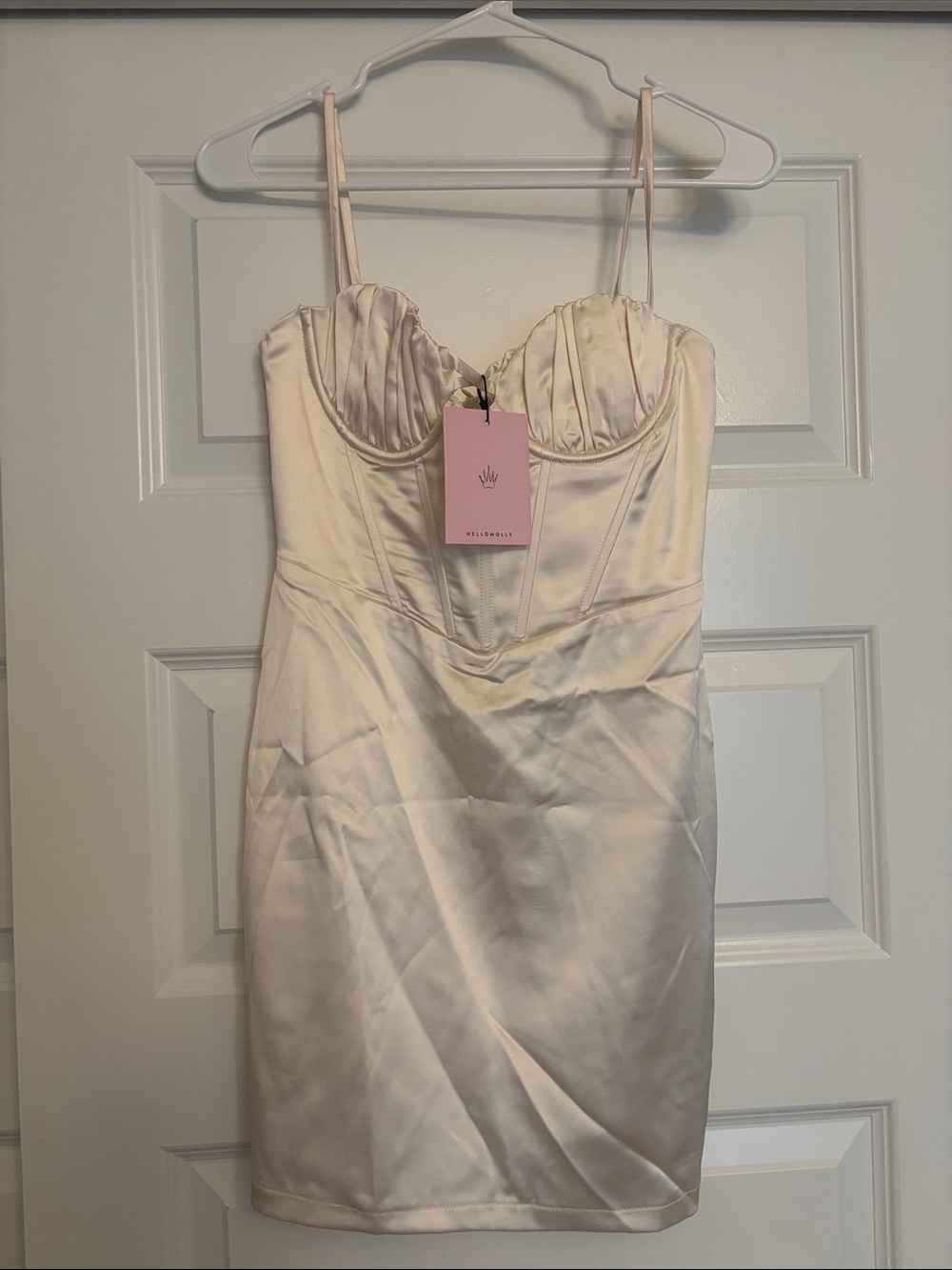 Hello Molly Satin Cocktail Dress in Ivory